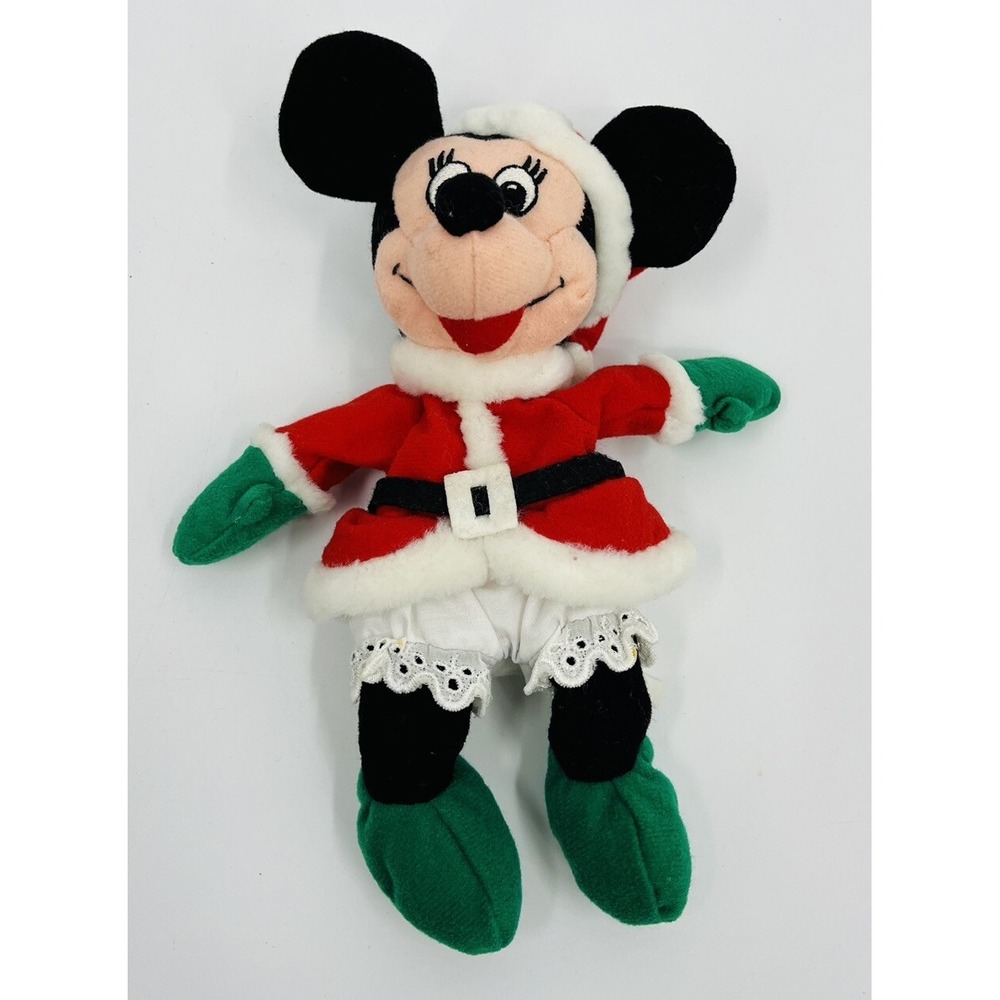 Vintage Disney Minnie Mouse Mrs. Claus Mini Bean Bag Plush Stuffed 7" Christmas